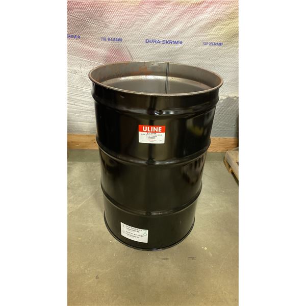 NEW ULINE 55 GAL OPEN TOP STEEL DRUM BARREL *NO LID* - BLACK