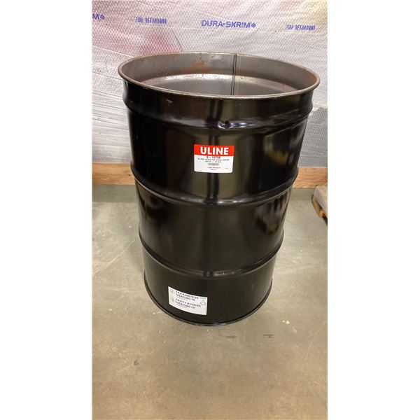 NEW ULINE 55 GAL OPEN TOP STEEL DRUM BARREL *NO LID* - BLACK