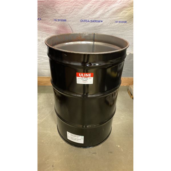 NEW ULINE 55 GAL OPEN TOP STEEL DRUM BARREL *NO LID* - BLACK