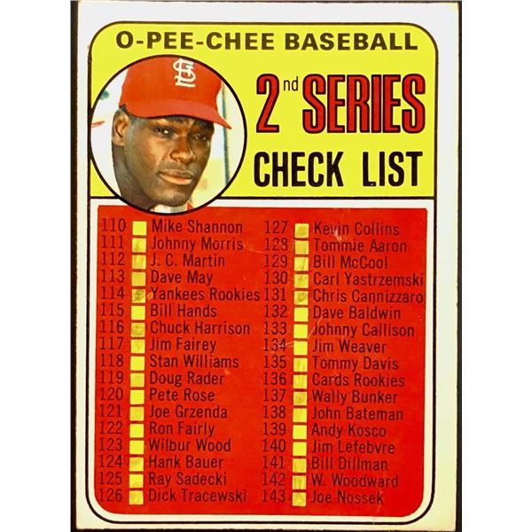 1969 O-PEE-CHEE 2nd SERIES CHECKLIST - BOB GIBSON (HOF)
