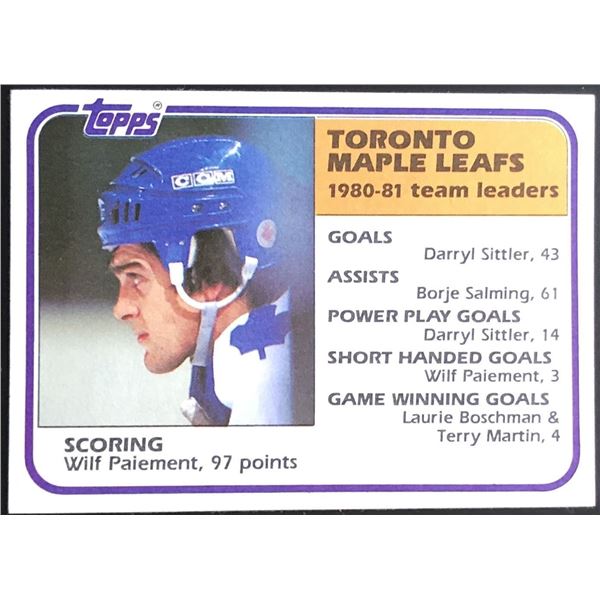 1981-82 TOPPS WILF PAIEMENT