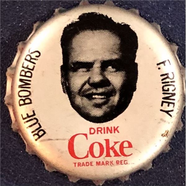 1965 COCA COLA CFL BOTTLE CAPS - FRANK RIGNEY (HOF)