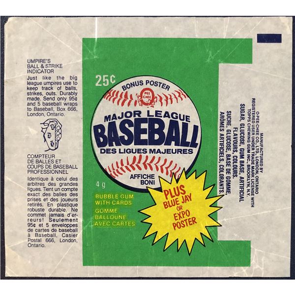 1982 O-PEE-CHEE BASEBALL WRAPPER