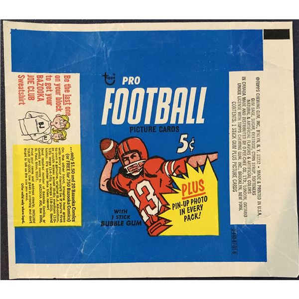 1968 TOPPS NFL WRAPPER