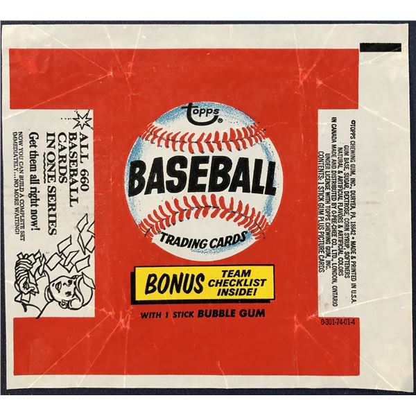 1974 TOPPS BASEBALL WRAPPER