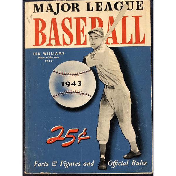 1943 MAJOR LEAGUE BASEBALL FACTS & RULES - TED WILLIAMS (HOF) COVER