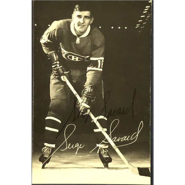 NHL MONTREAL CANADIENS 3.5"x5.5" POSTCARD - SERGE SAVARD (HOF) - DOUBLE SIGNED