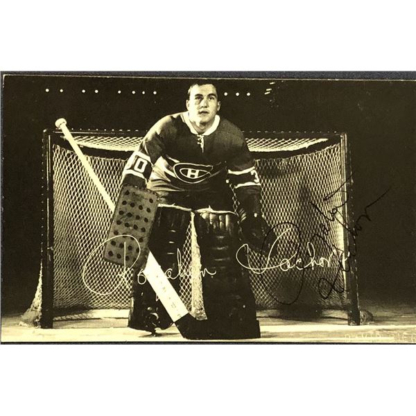 NHL MONTREAL CANADIENS 3.5"x5.5" POSTCARD - ROGIE VACHON (HOF) - SIGNED