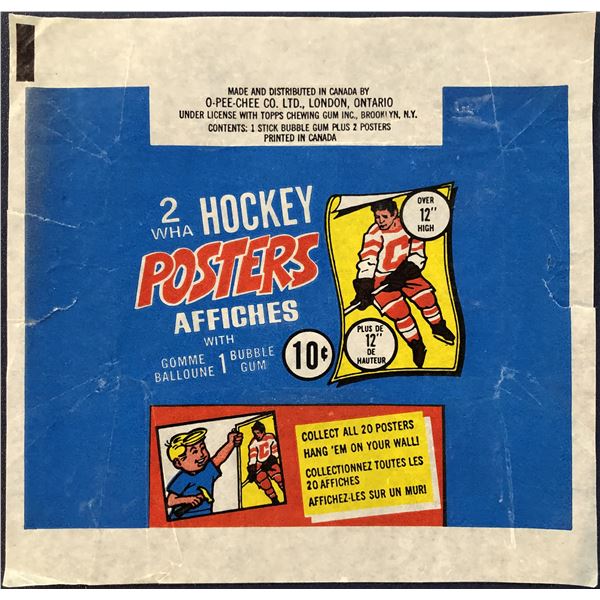 1973-74 O-PEE-CHEE WHA HOCKEY POSTERS WRAPPER