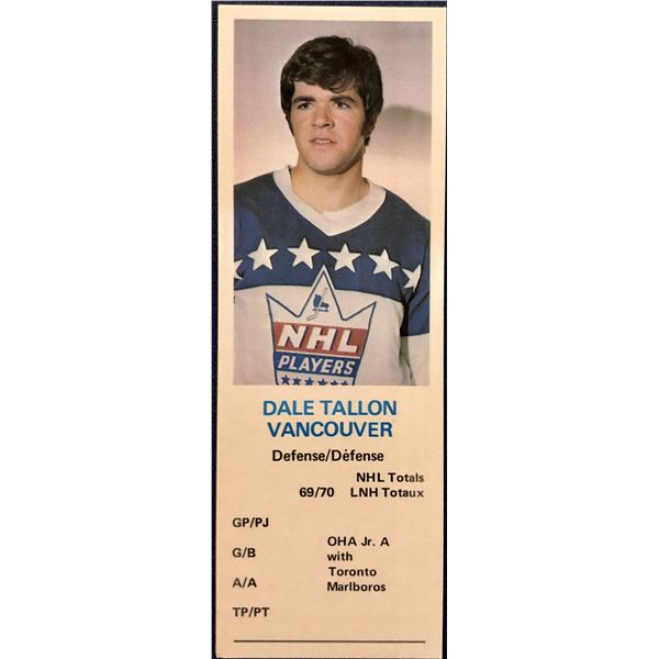 1970-71 DAD'S COOKIES NHL DALE TALLON