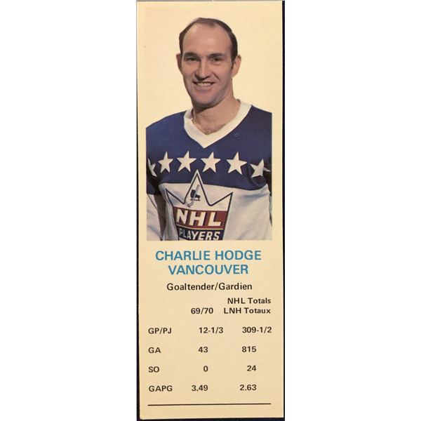 1970-71 DAD'S COOKIES NHL CHARLIE HODGE