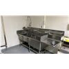Image 3 : STAINLESS STEEL 3 BAY COMMERCIAL 106"W X 36"D X 55"H WASH SINK WITH FAUCET, RINSE WAND & UPPER