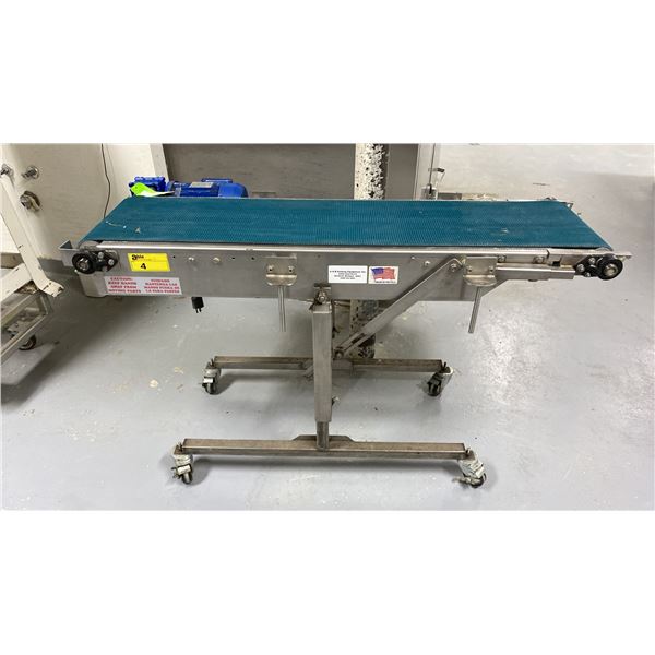 STAINLESS STEEL 13"W X 55"L X 34"H POWERED COMMERCIAL ADJUSTABLE HEIGHT MOBILE CONVEYOR SECTION