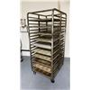 Image 1 : 40 TRAY ALUMINUM MOBILE COMMERCIAL BAKERS RACK WITH 20 ALUMINUM COMMERCIAL BAKING TRAYS
