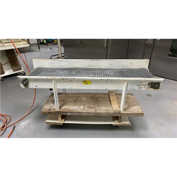 WHITE 17"W X 67"L X 35"H COMMERCIAL CHAIN CONVEYOR SYSTEM ON MOBILE CART *CART INCLUDED*