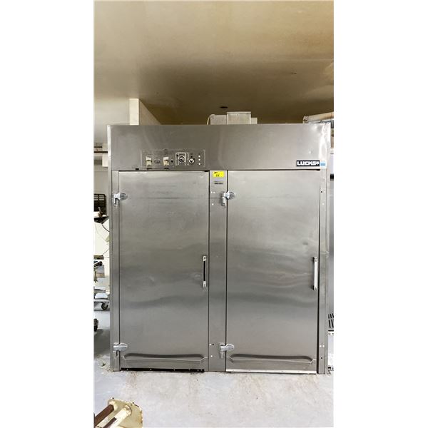 LUCKS DR 1/8 STAINLESS STEEL 2 DOOR 80"W X 104"D X 93"H  COMMERCIAL ROLL IN BAKERS STORAGE PROOFER