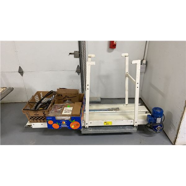 WHITE 6" COMMERCIAL 2 SECTION POWERED FEEDER CONVEYOR SECTION WITH LEGS & ASSORTED PARTS