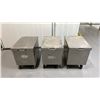 Image 1 : 3 STAINLESS STEEL 22"W X 15"D X 22"H COMMERCIAL MOBILE STORAGE BINS *MUST TAKE ALL*