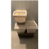 Image 1 : 3 PLASTIC COMMERCIAL STORAGE CONTAINERS WITH LIDS ON MOBILE CART *MOBILE CART INCLUDED*