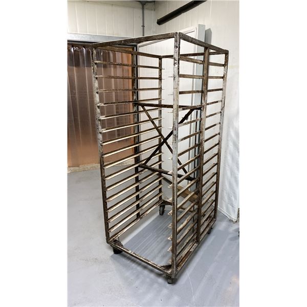 40 TRAY ALUMINUM MOBILE COMMERCIAL BAKERS RACK *NO COMMERCIAL BAKING TRAYS INCLUDED*
