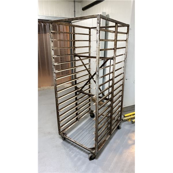 40 TRAY ALUMINUM MOBILE COMMERCIAL BAKERS RACK *NO COMMERCIAL BAKING TRAYS INCLUDED*