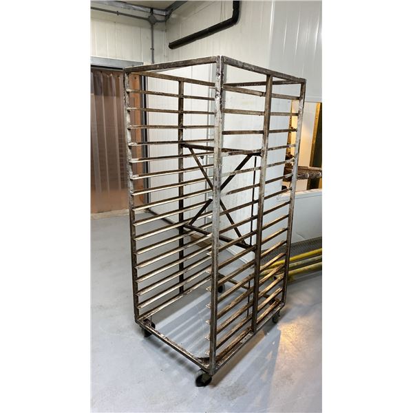 40 TRAY ALUMINUM MOBILE COMMERCIAL BAKERS RACK *NO COMMERCIAL BAKING TRAYS INCLUDED*