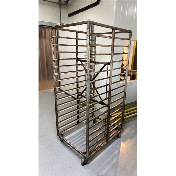 40 TRAY ALUMINUM MOBILE COMMERCIAL BAKERS RACK *NO COMMERCIAL BAKING TRAYS INCLUDED*