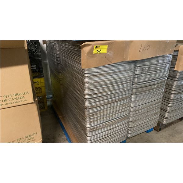 PALLET OF APPROXIMATELY 400 COMMERCIAL ALUMINUM BAKING SHEETS *MUST TAKE ALL ON PALLET*