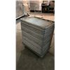 Image 1 : STACK OF APPROXIMATELY 80 COMMERCIAL ALUMINUM BAKING SHEETS MOBILE CART *CART INCLUDED*