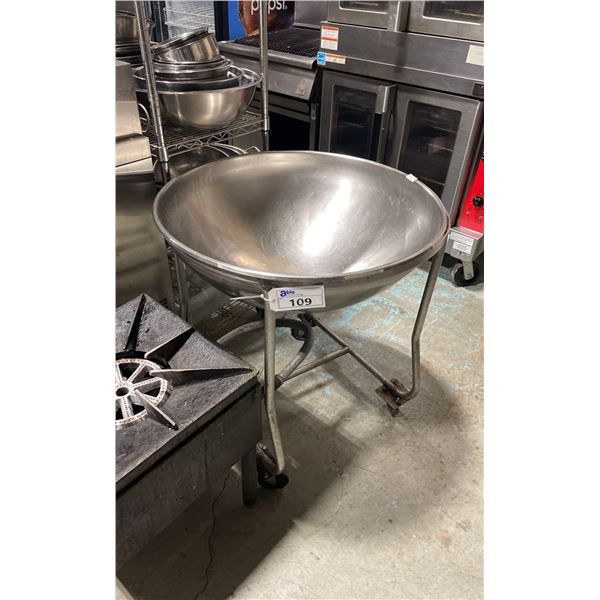 30" STAINLESS STEEL COMMERCIAL MOBILE PAELLA BOWL WITH STAND