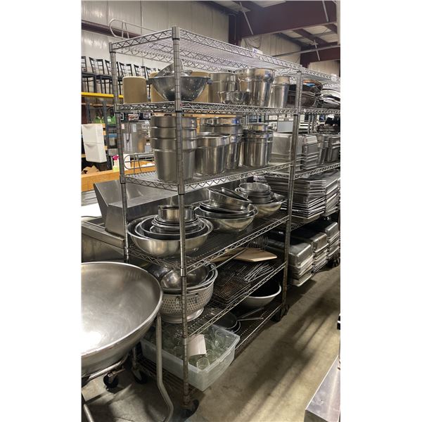 6 TIER 48"W X 18"D X 77"H MOBILE COMMERCIAL METRO STYLE RACKING SYSTEM WITH STAINLESS STEEL INSERTS,