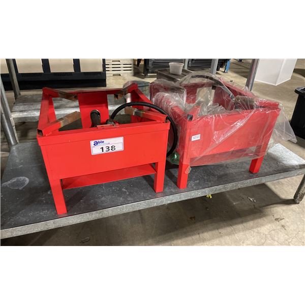 PAIR OF ORANGE METAL COMMERCIAL SINGLE STOCK POT GAS BURNERS