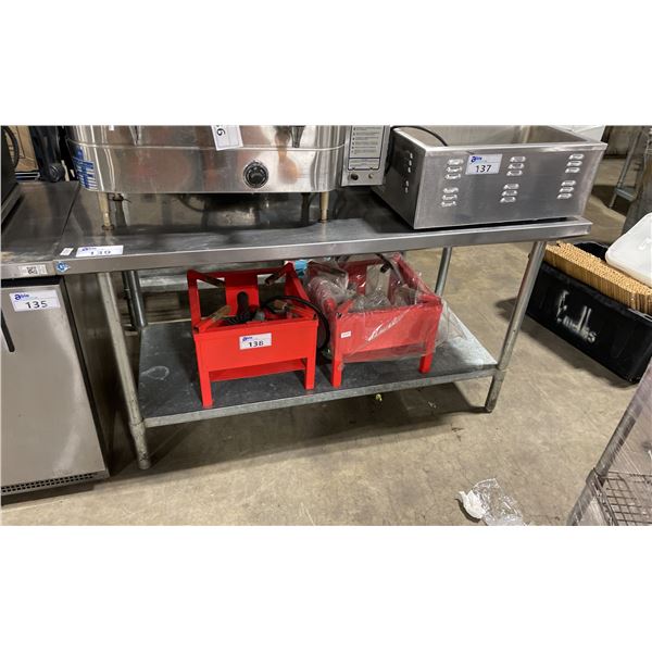 STAINLESS STEEL 2 TIER COMMERCIAL PREP TABLE APPROX 60"L X 30"D X 34"H