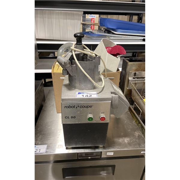 ROBOT COUPE CL50 CONTINUOUS FEED FOOD PROCESSING MACHINE WITH BOX OF ACCESSORIES