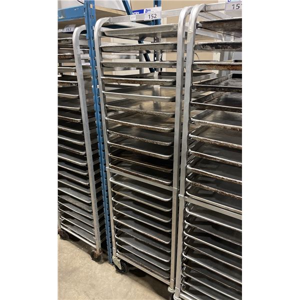 20 TRAY ALUMINUM MOBILE COMMERCIAL BAKERS RACK WITH 20 BAKING SHEETS