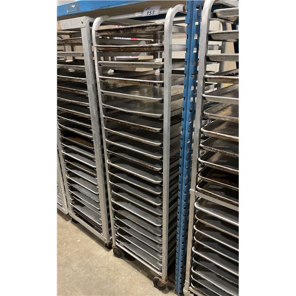 20 TRAY ALUMINUM MOBILE COMMERCIAL BAKERS RACK WITH 20 BAKING SHEETS