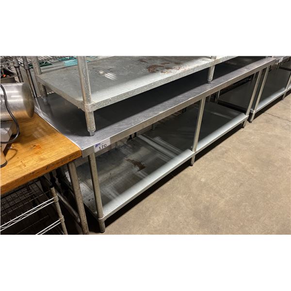 STAINLESS STEEL COMMERCIAL PREPARATION TABLE APPROX 96"L X 30"D X 36"H