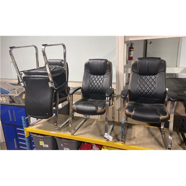 4 BLACK HIGH BACK OFFICE CLIENT CHAIRS
