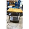 Image 1 : BUTCHER BLOCK TOP MOBILE PREP TABLE APPROX 30"W X 20"D X 36"H
