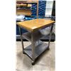 Image 2 : BUTCHER BLOCK TOP MOBILE PREP TABLE APPROX 30"W X 20"D X 36"H