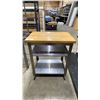 Image 1 : BUTCHER BLOCK TOP MOBILE PREP TABLE APPROX 30"W X 20"D X 36"H