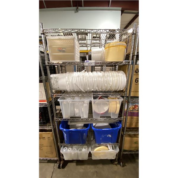 6 TIER 36"W X 18"D X 76"H MOBILE COMMERCIAL METRO STYLE RACKING SYSTEM WITH PLASTIC CONDIMENT
