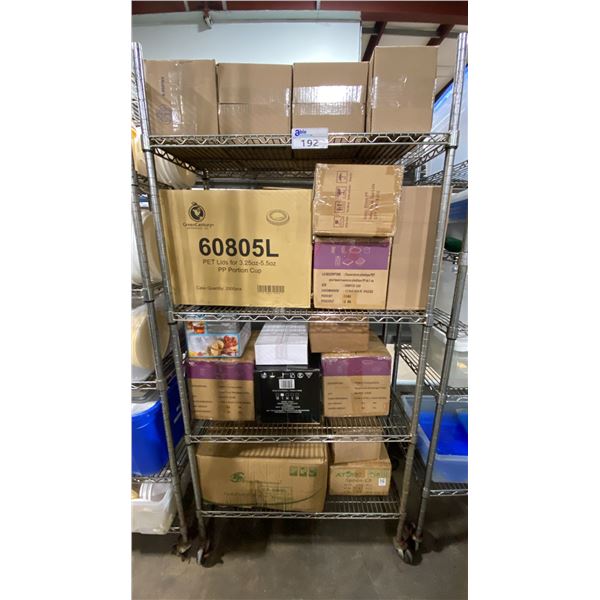 4 TIER 36"W X 18"D X 76"H MOBILE COMMERCIAL METRO STYLE RACKING SYSTEM WITH ASSORTED TAKE