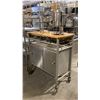 Image 2 : BUTCHER BLOCK TOP MOBILE HOT BEVERAGE CART APPROX 30"L X 18"D X 35.5"H WITH 2 ROUND STAINLESS STEEL
