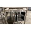 Image 3 : BUTCHER BLOCK TOP MOBILE HOT BEVERAGE CART APPROX 30"L X 18"D X 35.5"H WITH 2 ROUND STAINLESS STEEL