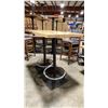 Image 2 : NATURAL WOOD TOP DOUBLE PEDESTAL BAR HEIGHT RESTAURANT TABLE APPROX 48"L X 28"W X 42.5"H