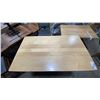 Image 3 : NATURAL WOOD TOP DOUBLE PEDESTAL BAR HEIGHT RESTAURANT TABLE APPROX 48"L X 28"W X 42.5"H