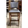 Image 2 : DARK WOOD GREY PADDED COMMERCIAL BAR CHAIR APPROX 31"H