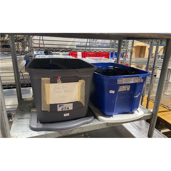 2 BINS OF ASSORTED COOLER BAGS *BINS INCLUDED*