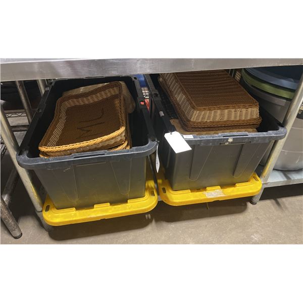 2 BINS OF ASSORTED WICKER BASKETS *BINS INCLUDED*